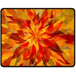 Flower Blossom Red Orange Abstract Double Sided Fleece Blanket (Medium)  58.8 x47.4  Blanket Front