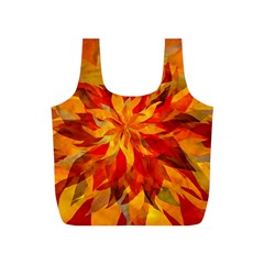 Flower Blossom Red Orange Abstract Full Print Recycle Bag (S)