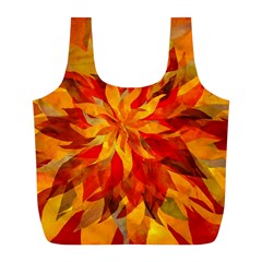 Flower Blossom Red Orange Abstract Full Print Recycle Bag (L)