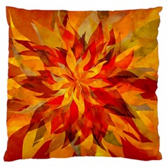 Flower Blossom Red Orange Abstract Large Flano Cushion Case (Two Sides)