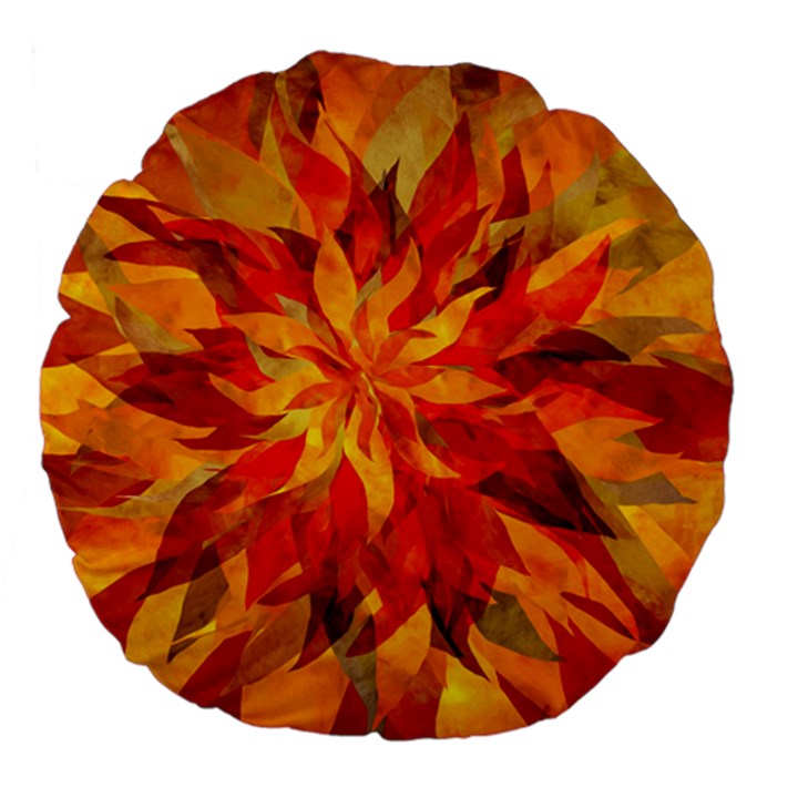 Flower Blossom Red Orange Abstract Large 18  Premium Flano Round Cushions