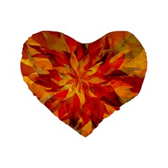 Flower Blossom Red Orange Abstract Standard 16  Premium Flano Heart Shape Cushions by Pakrebo