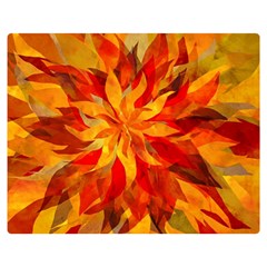 Flower Blossom Red Orange Abstract Double Sided Flano Blanket (Medium) 