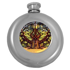 Tree Monster Maestro Landscape Round Hip Flask (5 Oz) by Pakrebo