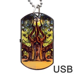 Tree Monster Maestro Landscape Dog Tag Usb Flash (one Side) by Pakrebo