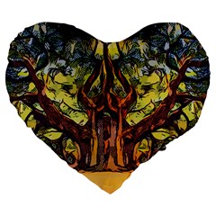 Tree Monster Maestro Landscape Large 19  Premium Flano Heart Shape Cushions by Pakrebo