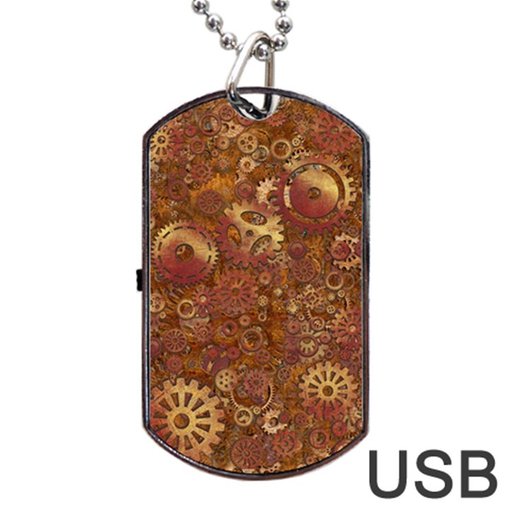 Gears Cogs Industrial Machinery Dog Tag USB Flash (One Side)