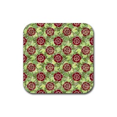 Seamless Pattern Leaf The Pentagon Rubber Coaster (square)  by Pakrebo