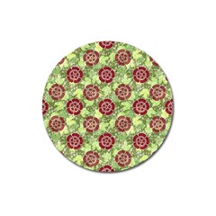 Seamless Pattern Leaf The Pentagon Magnet 3  (round) by Pakrebo