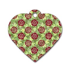 Seamless Pattern Leaf The Pentagon Dog Tag Heart (two Sides) by Pakrebo