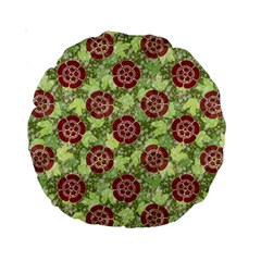 Seamless Pattern Leaf The Pentagon Standard 15  Premium Round Cushions by Pakrebo