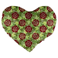 Seamless Pattern Leaf The Pentagon Large 19  Premium Flano Heart Shape Cushions by Pakrebo