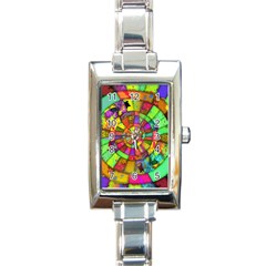 Color Abstract Rings Circle Center Rectangle Italian Charm Watch by Pakrebo