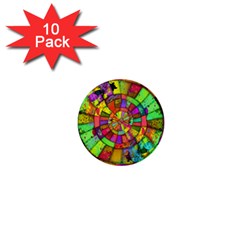 Color Abstract Rings Circle Center 1  Mini Buttons (10 Pack)  by Pakrebo