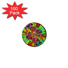 Color Abstract Rings Circle Center 1  Mini Buttons (100 Pack)  by Pakrebo