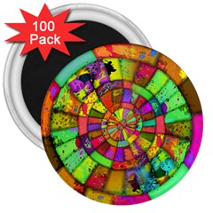 Color Abstract Rings Circle Center 3  Magnets (100 Pack) by Pakrebo