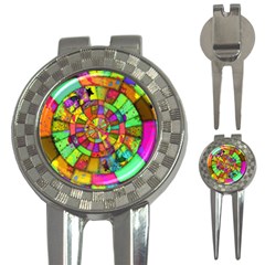 Color Abstract Rings Circle Center 3-in-1 Golf Divots by Pakrebo