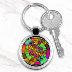 Color Abstract Rings Circle Center Key Chains (round)  by Pakrebo