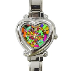 Color Abstract Rings Circle Center Heart Italian Charm Watch by Pakrebo