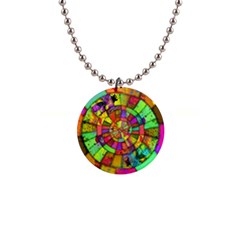 Color Abstract Rings Circle Center 1  Button Necklace by Pakrebo