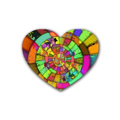 Color Abstract Rings Circle Center Heart Coaster (4 Pack)  by Pakrebo