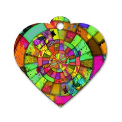 Color Abstract Rings Circle Center Dog Tag Heart (one Side) by Pakrebo