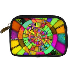 Color Abstract Rings Circle Center Digital Camera Leather Case by Pakrebo