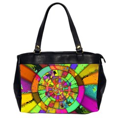 Color Abstract Rings Circle Center Oversize Office Handbag (2 Sides) by Pakrebo