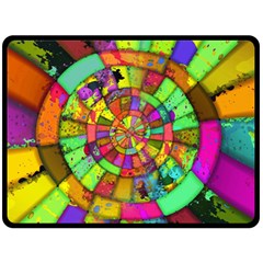 Color Abstract Rings Circle Center Fleece Blanket (large)  by Pakrebo