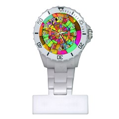 Color Abstract Rings Circle Center Plastic Nurses Watch