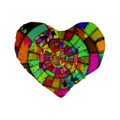 Color Abstract Rings Circle Center Standard 16  Premium Flano Heart Shape Cushions by Pakrebo