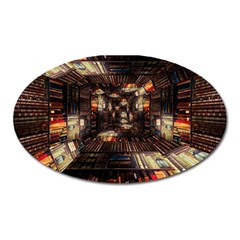 Library Tunnel Books Stacks Oval Magnet by Pakrebo