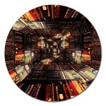 Library Tunnel Books Stacks Magnet 5  (Round) Front