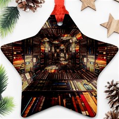 Library Tunnel Books Stacks Star Ornament (two Sides) by Pakrebo