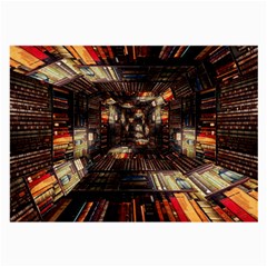 Library Tunnel Books Stacks Large Glasses Cloth (2-side) by Pakrebo