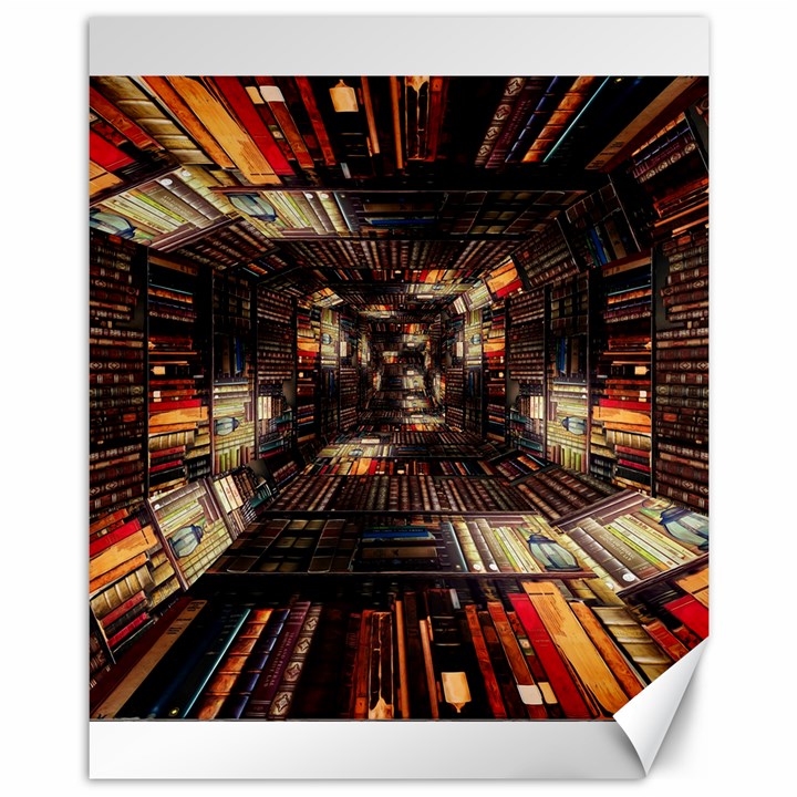 Library Tunnel Books Stacks Canvas 11  x 14 