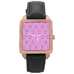 Paulownia Flowers Japanese Style Rose Gold Leather Watch  by Pakrebo