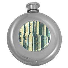 Illustrations Texture Abstract Buildings Round Hip Flask (5 Oz) by Pakrebo