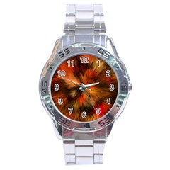 Color Background Structure Lines Stainless Steel Analogue Watch by Pakrebo