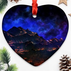 Landscape Sci Fi Alien World Ornament (heart) by Pakrebo