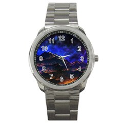 Landscape Sci Fi Alien World Sport Metal Watch by Pakrebo