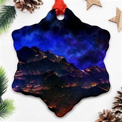 Landscape Sci Fi Alien World Snowflake Ornament (two Sides)