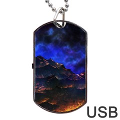 Landscape Sci Fi Alien World Dog Tag Usb Flash (two Sides) by Pakrebo