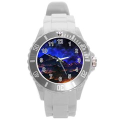 Landscape Sci Fi Alien World Round Plastic Sport Watch (l) by Pakrebo