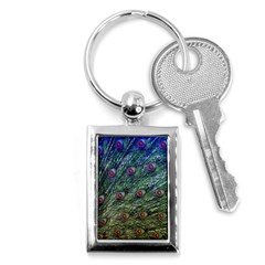 Peacock Feathers Colorful Feather Key Chains (rectangle)  by Pakrebo