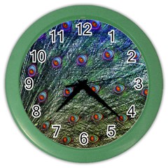 Peacock Feathers Colorful Feather Color Wall Clock by Pakrebo