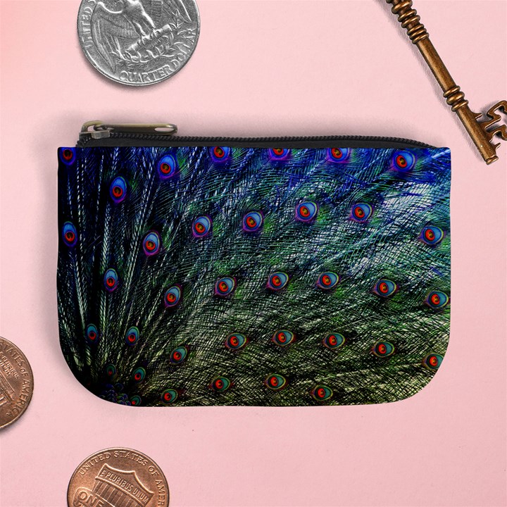 Peacock Feathers Colorful Feather Mini Coin Purse