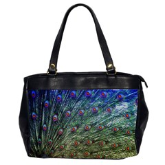 Peacock Feathers Colorful Feather Oversize Office Handbag (2 Sides) by Pakrebo