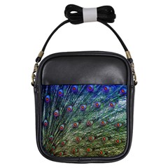 Peacock Feathers Colorful Feather Girls Sling Bag by Pakrebo