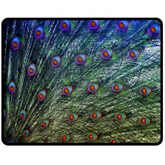 Peacock Feathers Colorful Feather Fleece Blanket (medium)  by Pakrebo